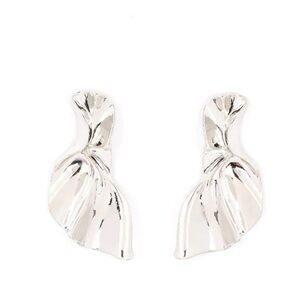paparazzi Silver Sculpted Leaf Drop Earrings